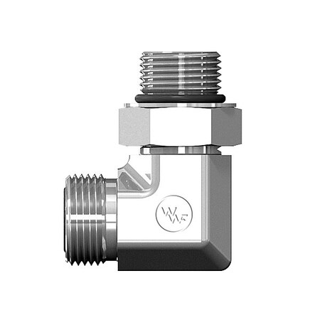 World Wide Fittings Male Flat Face O-Ring to Male O-Ring Boss Adjustable 90 Degree Elbow 4515X16X12
